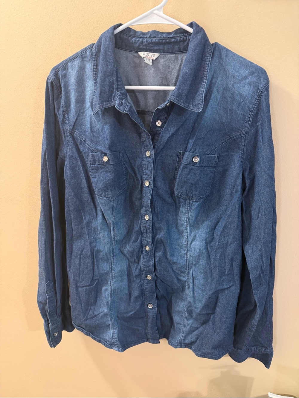 Guess Blue Denim Button-Down Shirt size XL